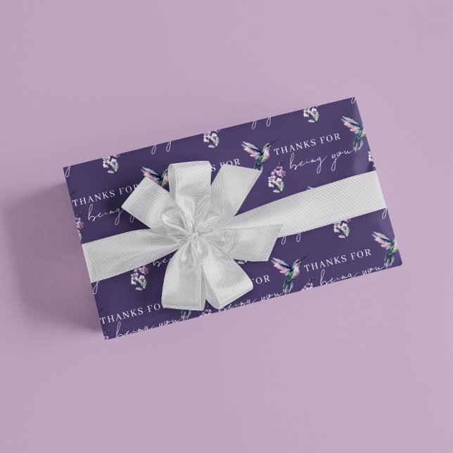 Thanks For Being You Wrapping Paper Sheets (Show your gratitude with this, "Thanks for being you" hummingbird wrapping paper! )