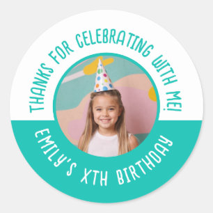 Thanks for Celebrating with Me Birthday Photo Classic Round Sticker