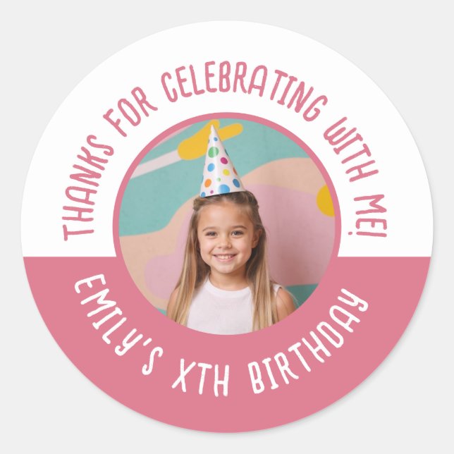 Thanks for Celebrating with Me Birthday Photo Classic Round Sticker (Front)
