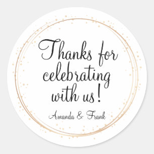 Thanks for Celebrating with Us Gold Sparkle Classic Round Sticker