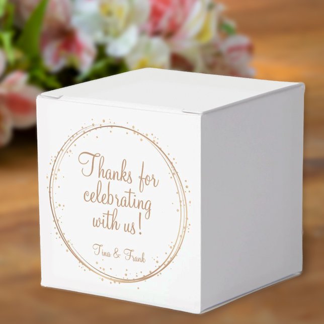 Thanks for Celebrating with Us Gold Sparkle Favour Box (Personalized favor box for weddings, anniversary parties or birthdays.)