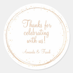 Thanks for Celebrating with Us Gold Sparkle Weddin Classic Round Sticker