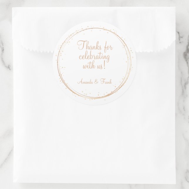 Thanks for Celebrating with Us Wedding Classic Round Sticker (Bag)
