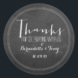Thanks For Celebrating With Us! Wedding Thank You Classic Round Sticker<br><div class="desc">Thanks For Celebrating With Us! Wedding Thank You Stickers</div>