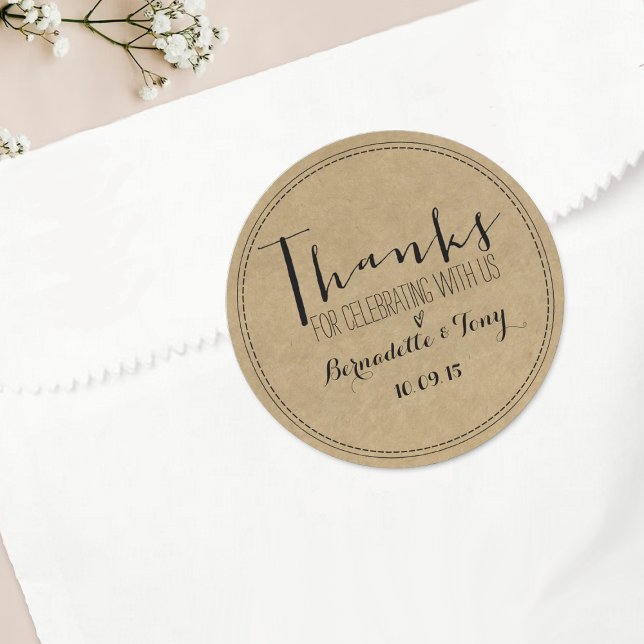 Thanks For Celebrating With Us! Wedding Thank You Classic Round Sticker (Creator Uploaded)