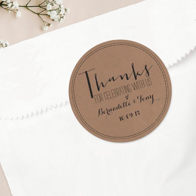 Thanks For Celebrating With Us! Wedding Thank You Classic Round Sticker (Creator Uploaded)