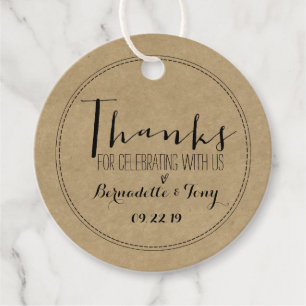 Thanks For Celebrating With Us! Wedding Thank You Favour Tags