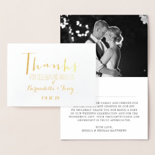 Thanks For Celebrating With Us! Wedding Thank You Foil Card