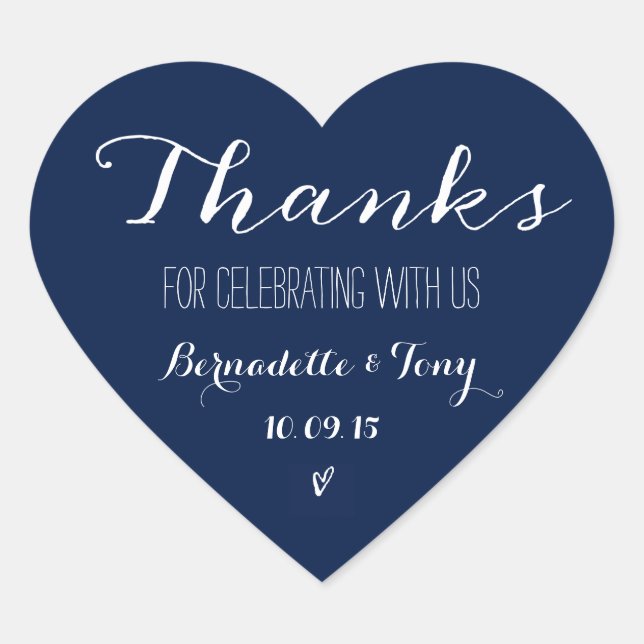 Thanks For Celebrating With Us! Wedding Thank You Heart Sticker (Front)