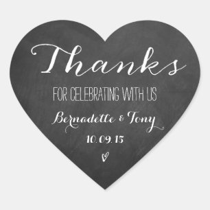 Thanks For Celebrating With Us! Wedding Thank You Heart Sticker