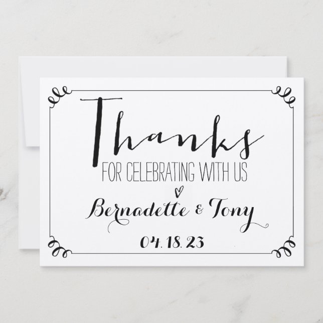 Thanks For Celebrating With Us! Wedding Thank You Invitation (Front)