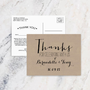 Thanks For Celebrating With Us! Wedding Thank You Postcard