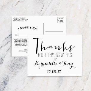 Thanks For Celebrating With Us! Wedding Thank You Postcard