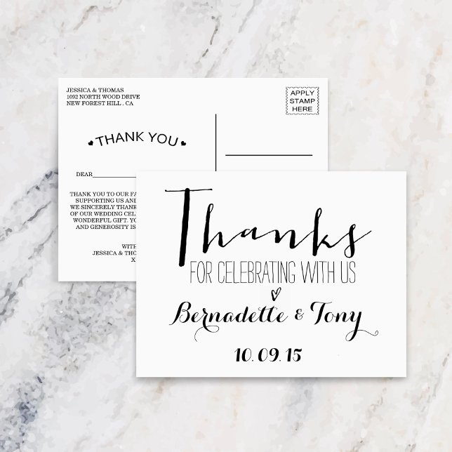 Thanks For Celebrating With Us! Wedding Thank You Postcard (Creator Uploaded)