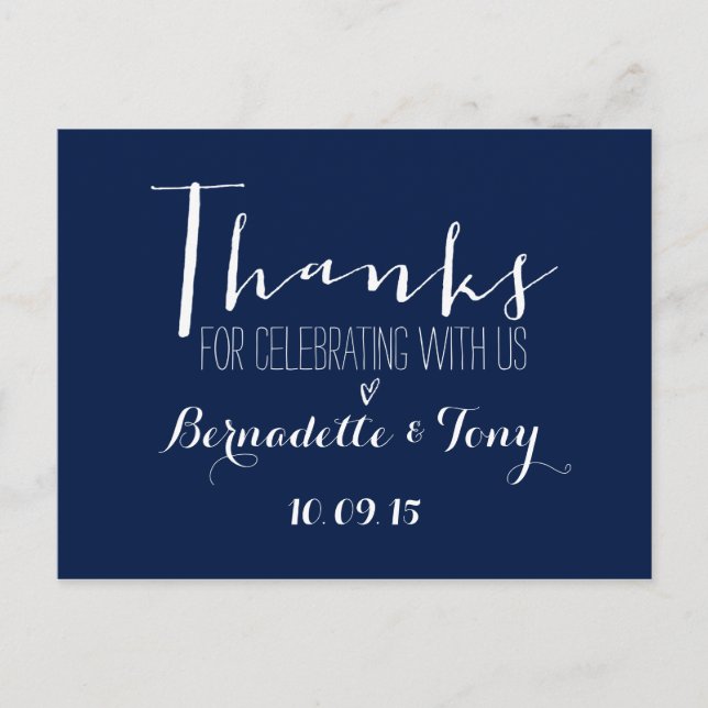 Thanks For Celebrating With Us! Wedding Thank You Postcard (Front)