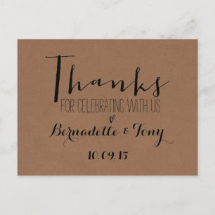 Thanks For Celebrating With Us! Wedding Thank You Postcard