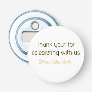 thanks for celebrating with us yellow black simple bottle opener
