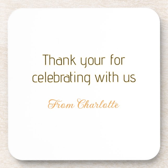 thanks for celebrating with us yellow black simple coaster (Front)