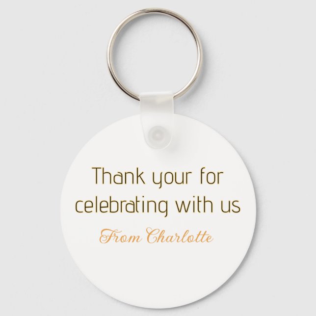 thanks for celebrating with us yellow black simple key ring (Front)