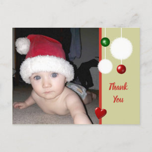 Thanks for Christmas gifts green with photo Announcement Postcard