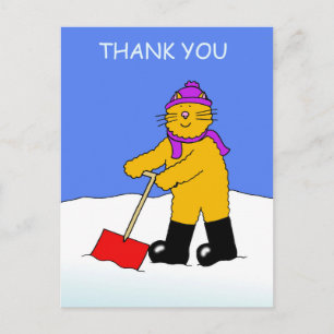 Thanks for Clearing Snow Cartoon Cat Postcard