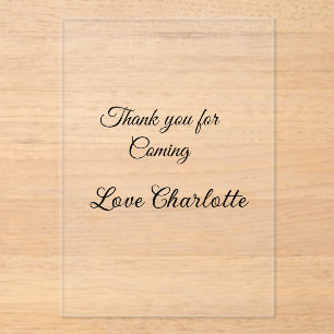 thanks for coming add name text message acrylic invitations