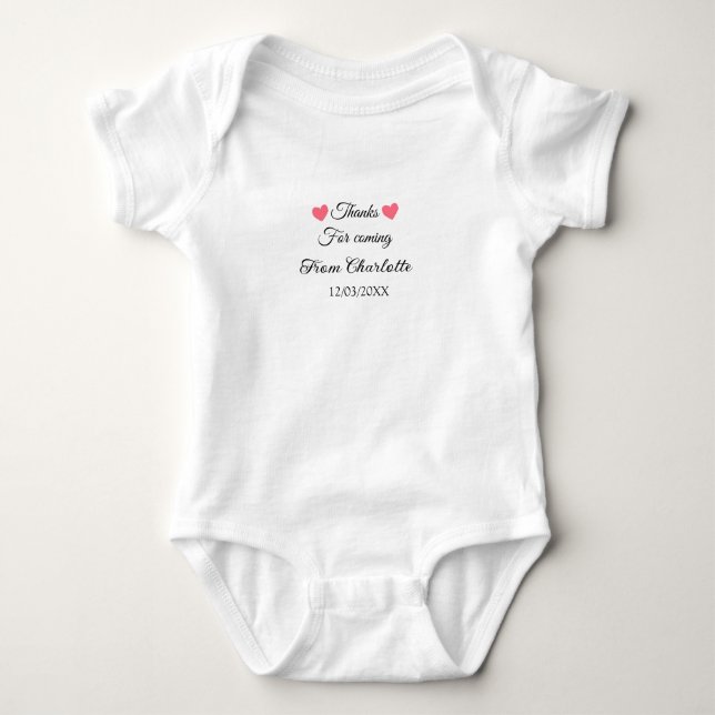 thanks for coming add name text message  baby bodysuit (Front)
