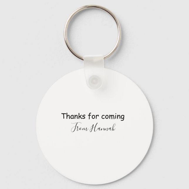 thanks for coming add name text message babyshower key ring (Front)