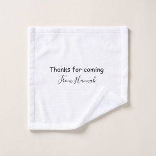 thanks for coming add name text message babyshower wash cloth