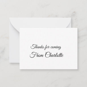 thanks for coming add name text message card