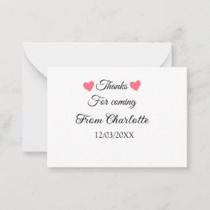 thanks for coming add name text message  card