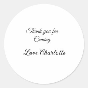 thanks for coming add name text message classic round sticker