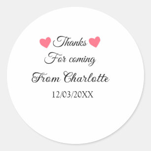 thanks for coming add name text message classic round sticker