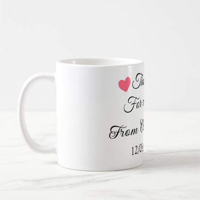 thanks for coming add name text message  coffee mug (Left)