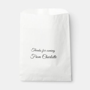 thanks for coming add name text message favour bags