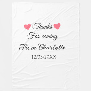 thanks for coming add name text message fleece blanket