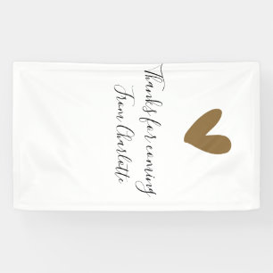 thanks for coming add name text message gold heart banner