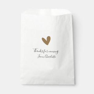 thanks for coming add name text message gold heart favour bags
