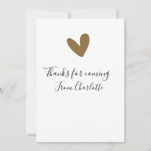 thanks for coming add name text message gold heart invitation