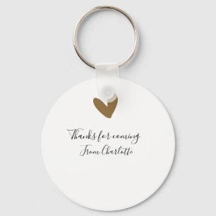 thanks for coming add name text message gold heart key ring