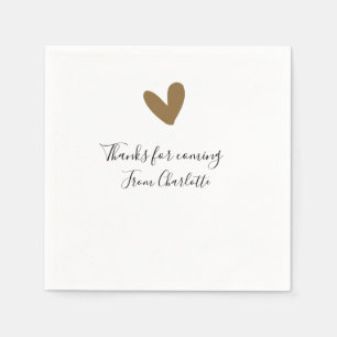thanks for coming add name text message gold heart napkin