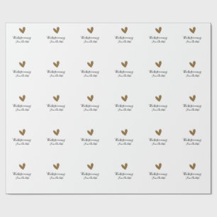 thanks for coming add name text message gold heart wrapping paper