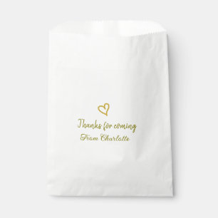thanks for coming add name text message golden hea favour bags