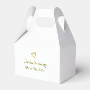 thanks for coming add name text message golden hea favour box