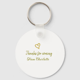 thanks for coming add name text message golden hea key ring
