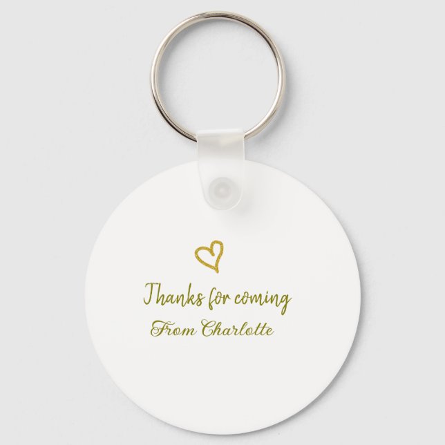 thanks for coming add name text message golden hea key ring (Front)