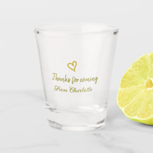 thanks for coming add name text message golden hea shot glass