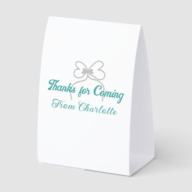 thanks for coming add name text message grey bow (Front)