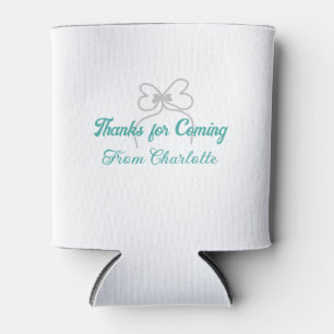 thanks for coming add name text message grey bow can cooler