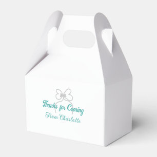 thanks for coming add name text message grey bow favour box